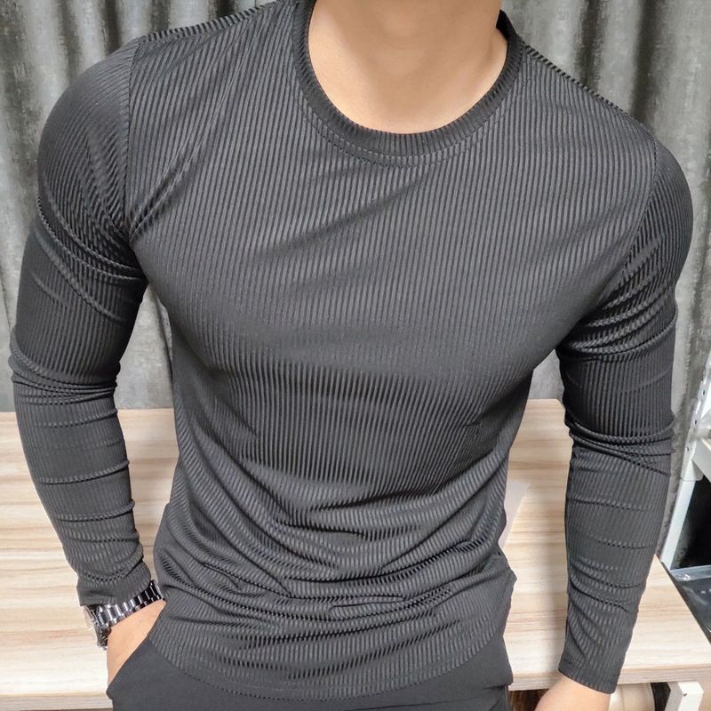 Stretch-Langarm-T-Shirt für Herren, schnelltrocknend – Slim Fit-Trainingsshirt fürs Fitnessstudio, atmungsaktive und feuchtigkeitsableitende Basisschicht für Freizeit und Training_voghion.com
