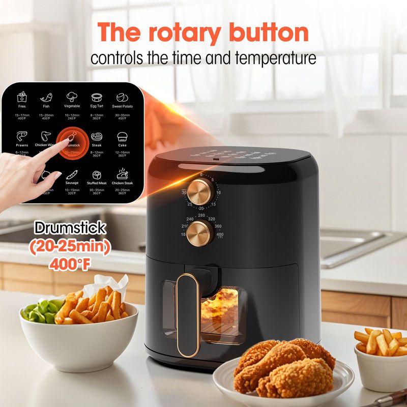 Air Fryer 4-in-1 With 4.5 QT Capacity, Air Fry, Roast, Reheat, Dehydrate, Air Crisp Technology With 400F For Hot, Crispy Results In Just Minutes, Black_voghion.com