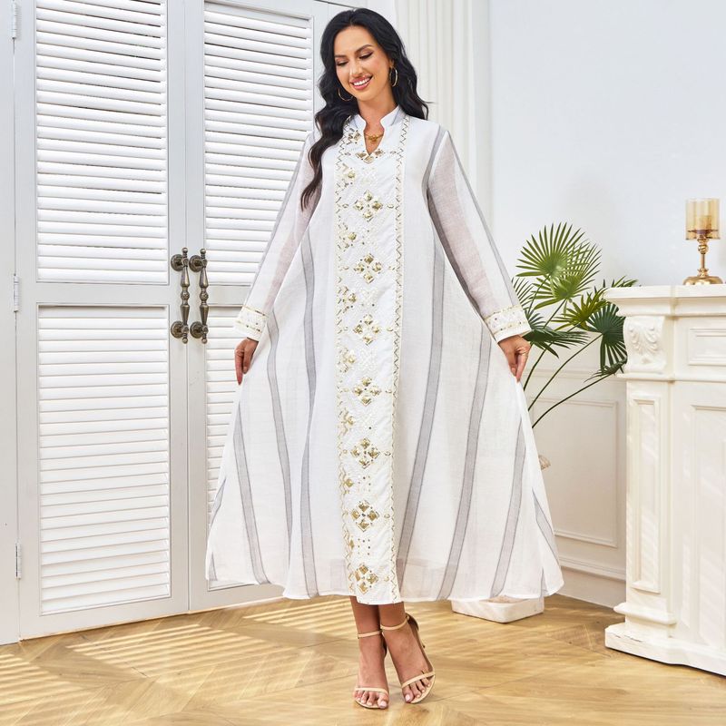 Saudi Arabian Clothing Bead Embroidered Muslim Evening Dress Women's Wear_voghion.com