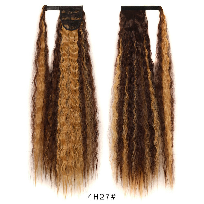 Perruque femme style Velcro perm de maïs moelleux cheveux longs bouclés queue de cheval haute et basse perruque naturelle à haute température en soie ondulée à l'eau_voghion.com