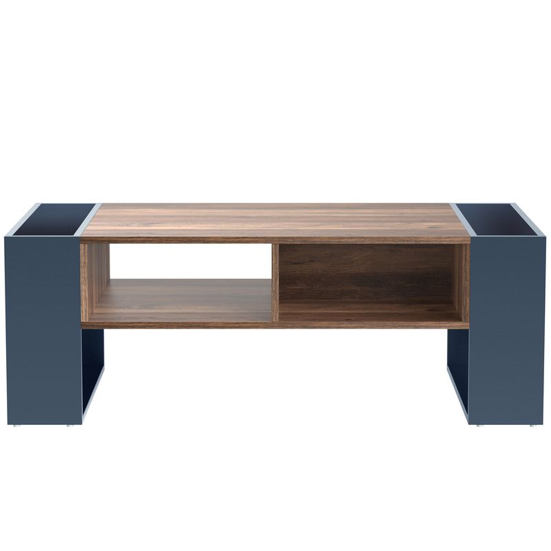 Table basse en bois avec tiroir dissimulé et deux compartiments de rangement, rangement double face, table de salon, grande capacité de rangement, anthracite_voghion.com