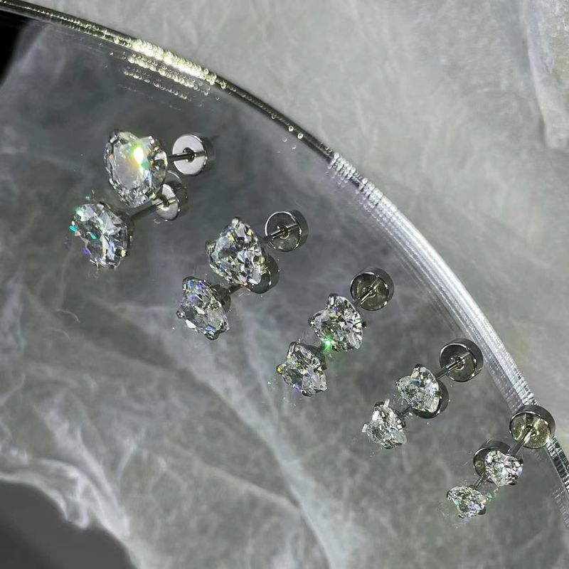 Orecchini a forma di cuore con zirconi scintillanti per donna, in acciaio al titanio, con fondo piatto, elica, dolce, trendy, alla moda, con perno osseo._voghion.com