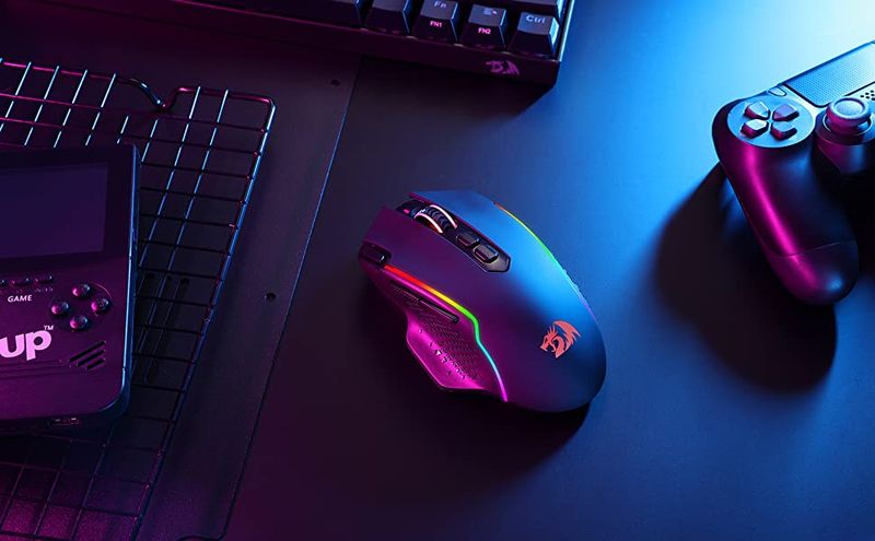 Redragon M810 Pro Wireless Gaming Mouse, 10000 DPI Wired Gamer W/ Rapid Fire Key, 8 Ro Buttons, Black/White Mouse_voghion.com