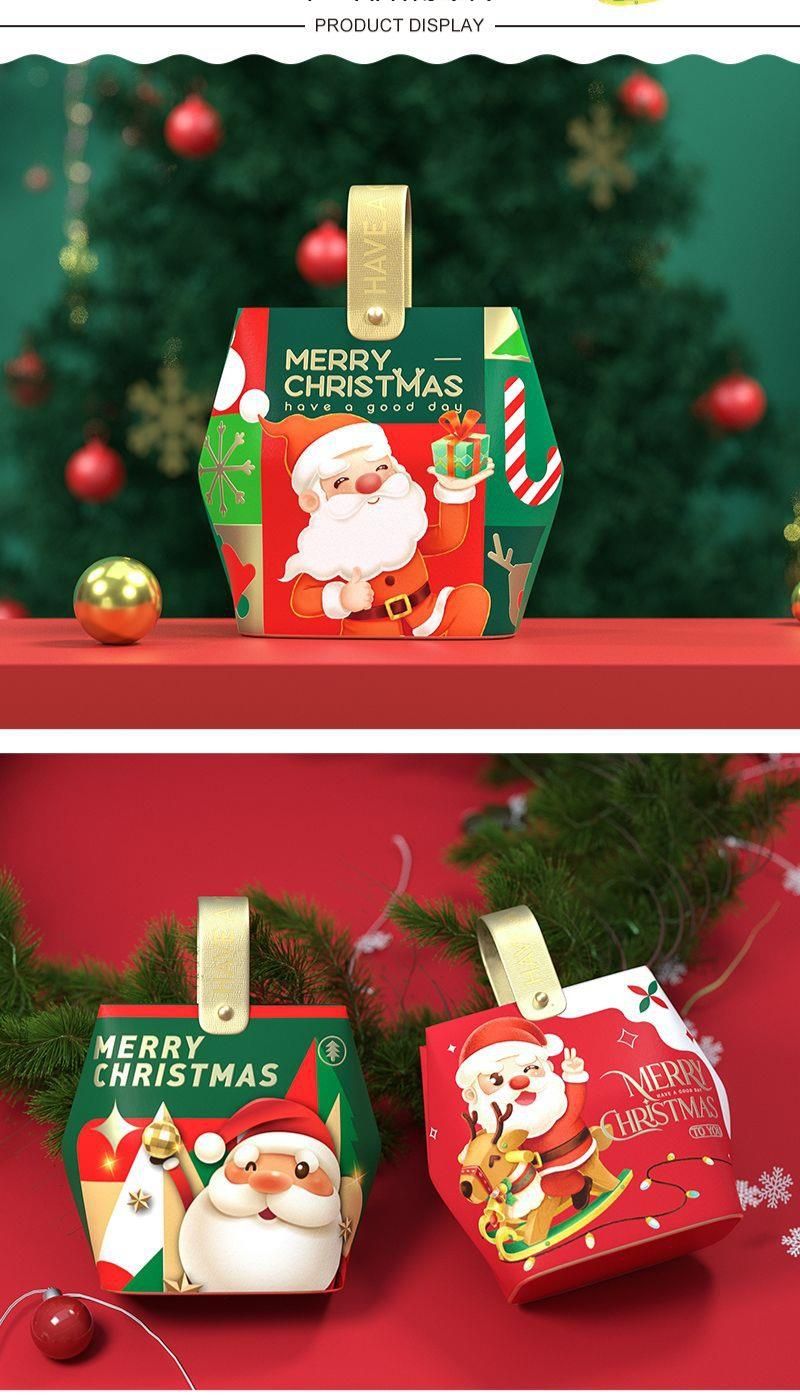Santa Claus Paper Leather Handheld Candy Christmas Eve Gift Packaging Empty Box_voghion.com