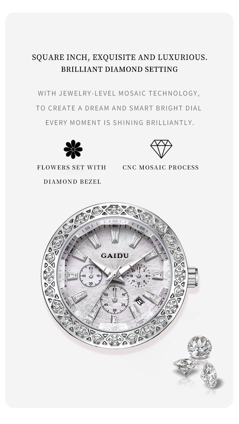 Elegant Women's Watch With Diamond Accents, Date Display, Waterproof, Luminous, Mother-of-Pearl Dial, Stainless Steel Band_voghion.com