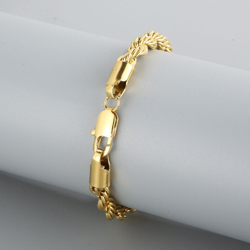 Bransoletki męskie Biżuteria ze stali tytanowej Modny prosty męski łańcuszek ze skręconą klamrą 4/6/8 mm Bransoletka ze skręconej liny_voghion.com