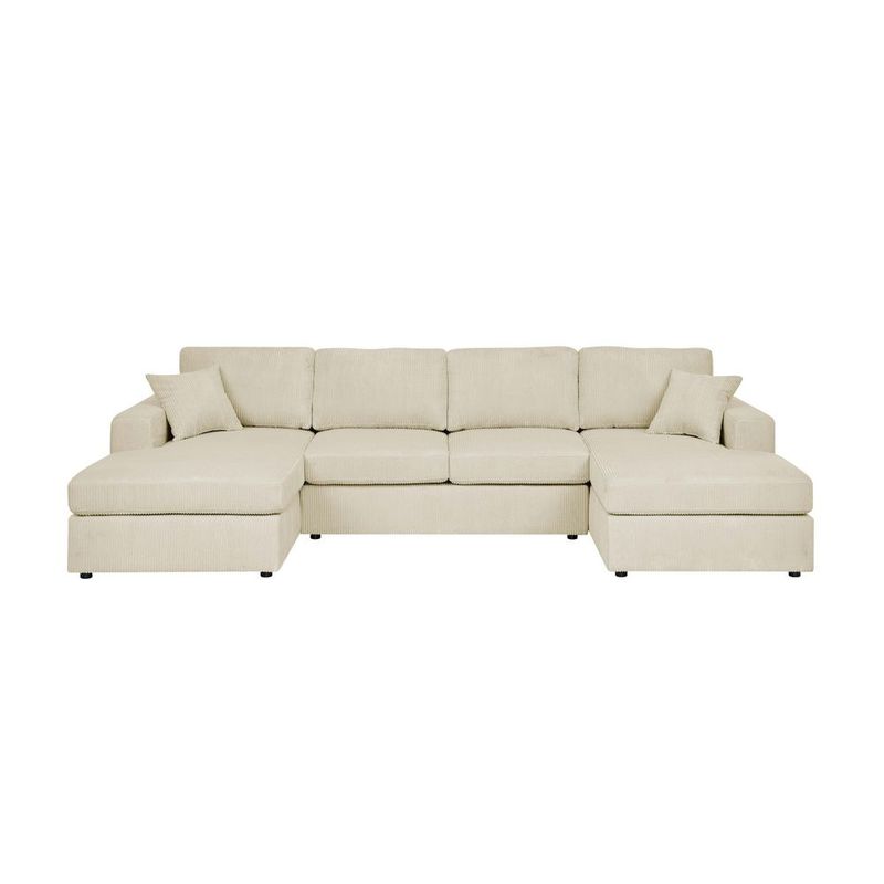 3 - Piece Corduroy Double-Chaise Sectional_voghion.com