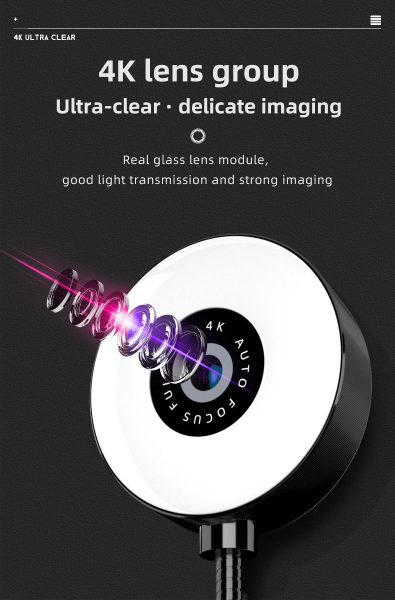 Webcam 4K con messa a fuoco automatica, luce di riempimento a LED e riduzione del rumore, telecamera USB Plug-Play per zoom/streaming/lezioni online, cuffie cablate gratuite incluse_voghion.com