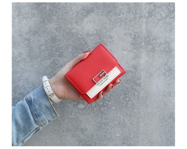 Contrast Color Versatile Small Fresh Wallet Women's Short Buckle Fashion Mini Coin Purse_voghion.com