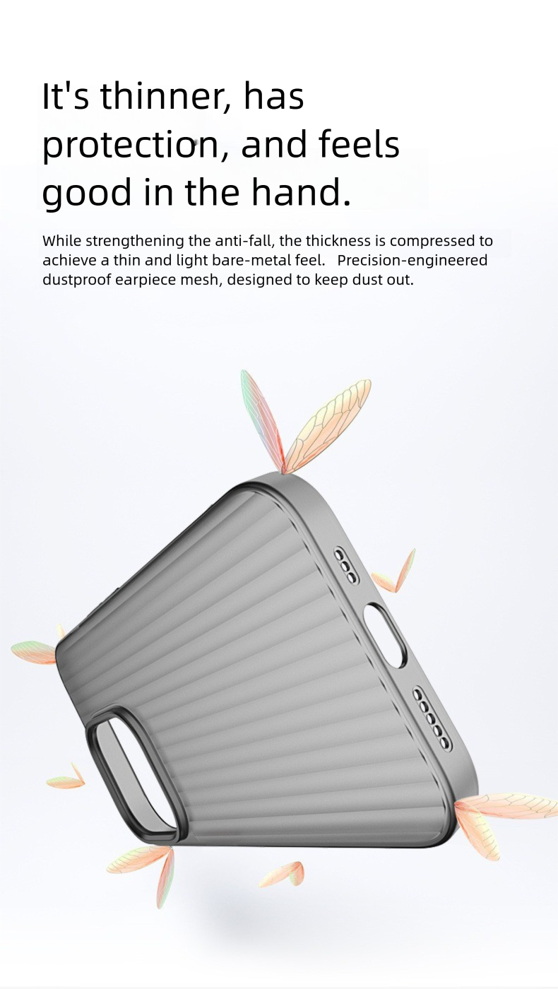 Compatible IPhone 16 Corrugated Phone IPhone15 Pro Max Striped Suitcase Hard Shell Semi-Transparent Matte PC Case_voghion.com