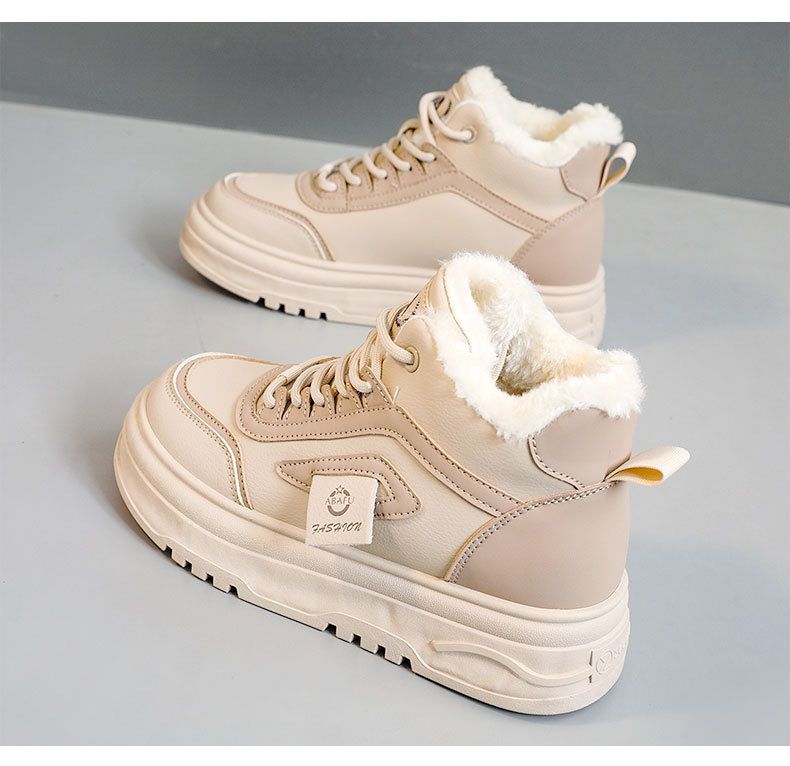 RD7343 Nuovo 2024 Autunno/Inverno Edizione Coreana Veet Stivali da Neve Donna Medio Top Color Block Altezza Aumentante Casual_voghion.com