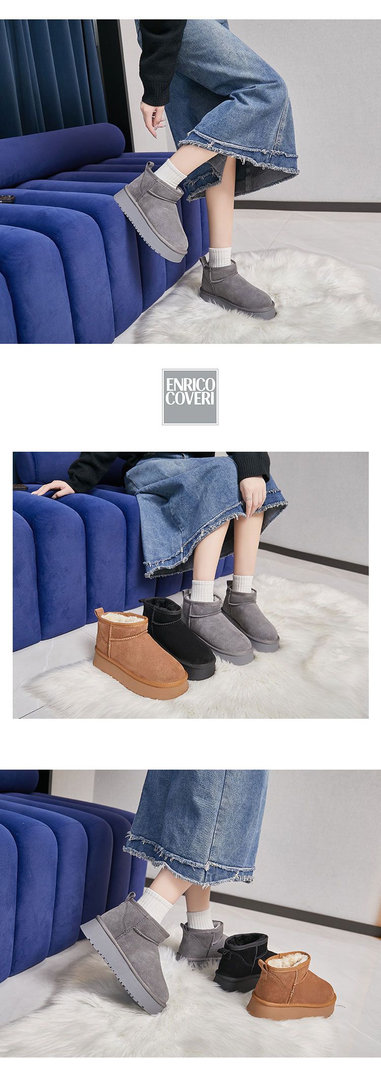 Snow boots for women in winter 2024, fashionable versatile, soled height increasing bread shoes, made of genuine leather_voghion.com