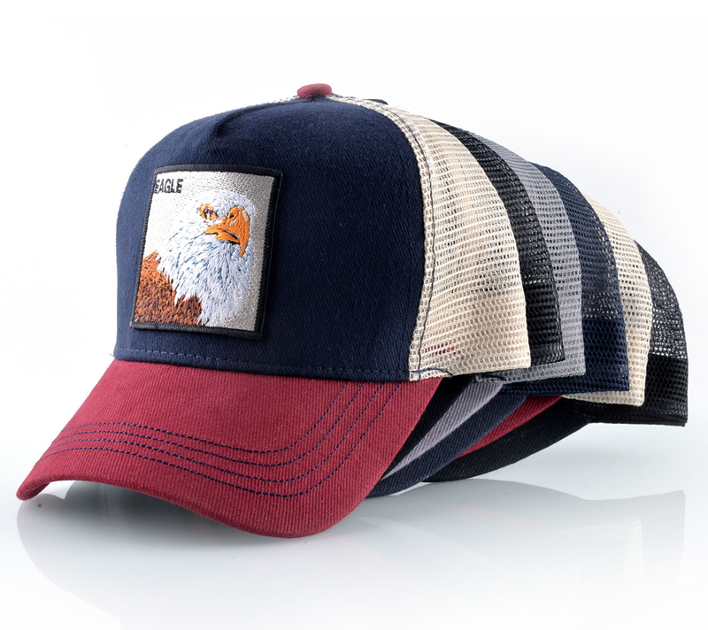 Casquette de baseball brodée d'animaux, nouvelle collection européenne et américaine, casquette en maille, commerce extérieur, pour hommes et femmes, patch_voghion.com