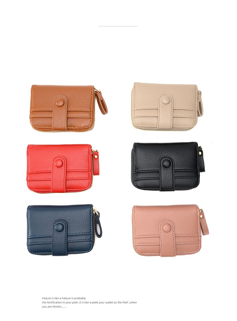 Porta-cartões com estampa de lichia, porta-cartões em formato de sanfona, porta-moedas curto feminino, versão coreana, grande capacidade, compartimento para vários cartões, carteira com zíper_voghion.com