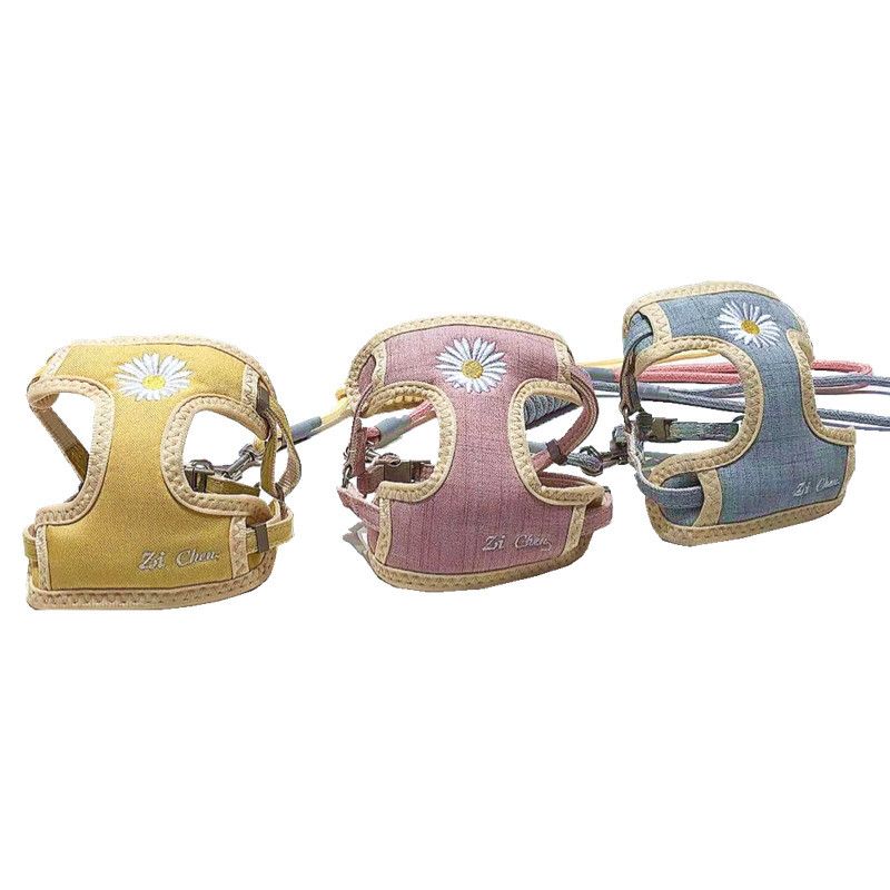 Haustierbedarf Neue Katze Daisy Stickerei Protector Brustgeschirr Set Hundeleine Bequem und langlebig_voghion.com