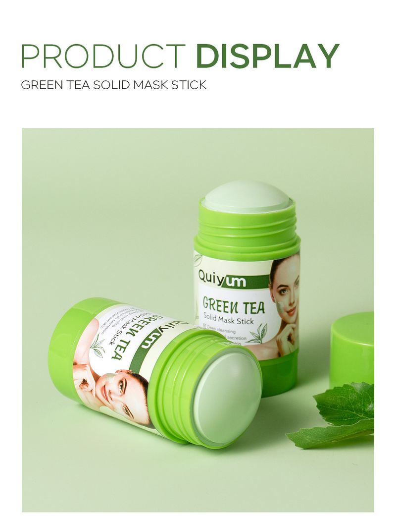 QUIYUM Grüner Tee Fester Maskenstift 40 g Feuchtigkeitsspendende, schmierbare Schlammmaske_voghion.com
