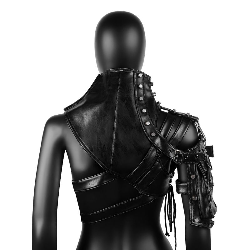 Damen Punk PU Leder Damen Umhängetasche Halloween Bühnenperformance Rüstung Zubehör_voghion.com