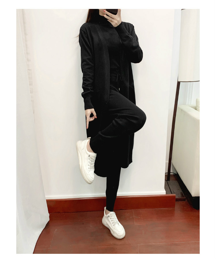 Fashionable Temperament Suit For Women; Casual Knitted Cardigan Vest And Trousers Three-piece Set._voghion.com