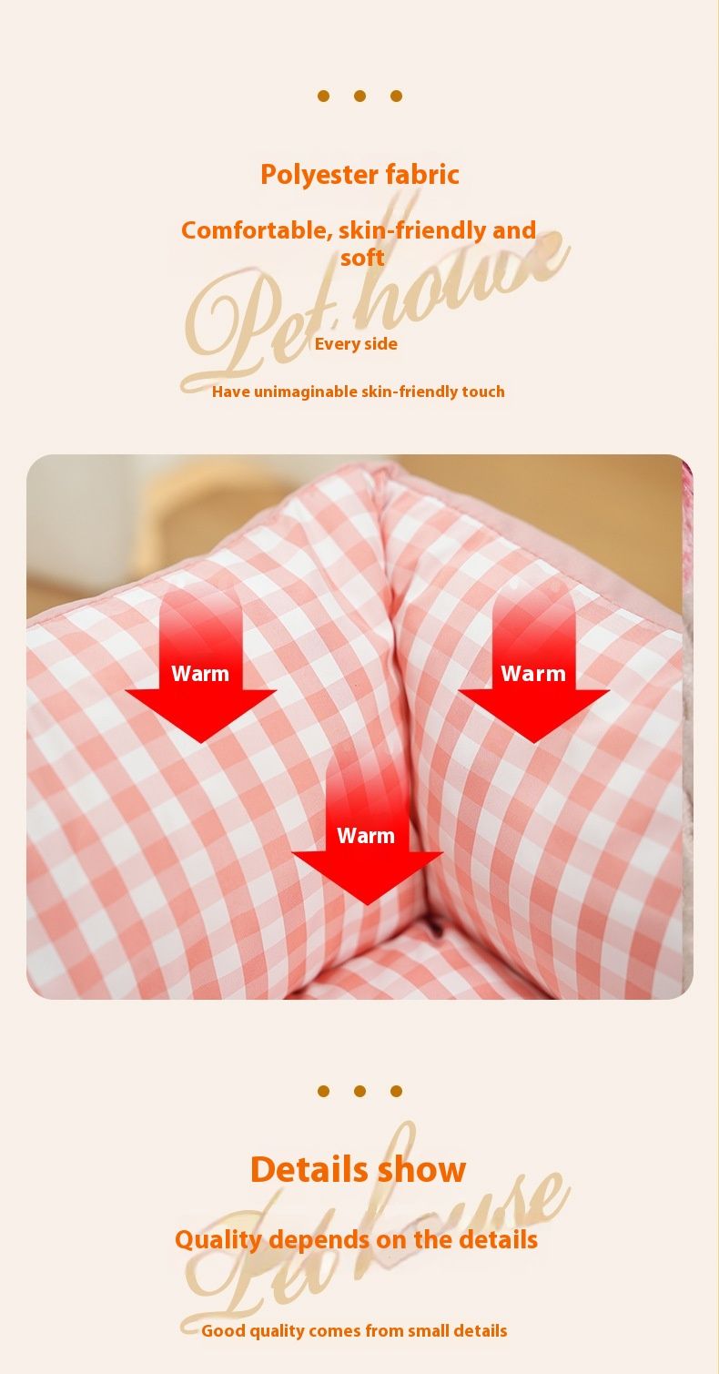 New Four Seasons Universal Grid Square Spring Autumn Warm And Comfortable Cat Cute Small Dog Nest_voghion.com