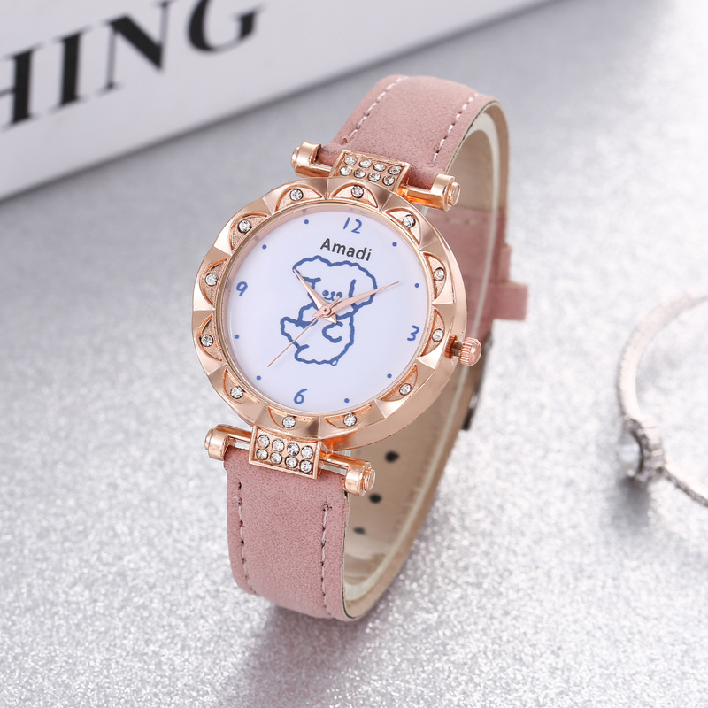 2024 2024 Amadi New Cute Bear Simple Cute Watch+bracelet Gift Box Women's Fashion Quartz Watch_voghion.com