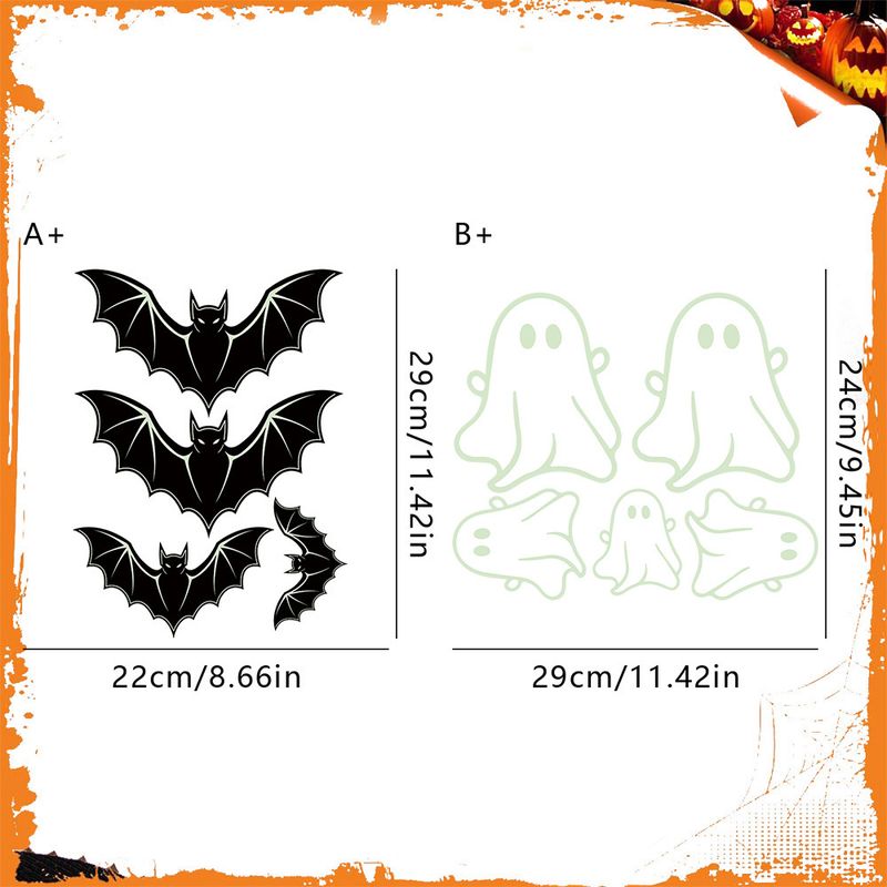 Im Dunkeln leuchtende Halloween-Wandaufkleber mit Fledermaus- und Geistermotiven – selbstklebende, gruselige Dekoration für Partys, Zuhause und Büro (verschiedene Größen und Designs)_voghion.com