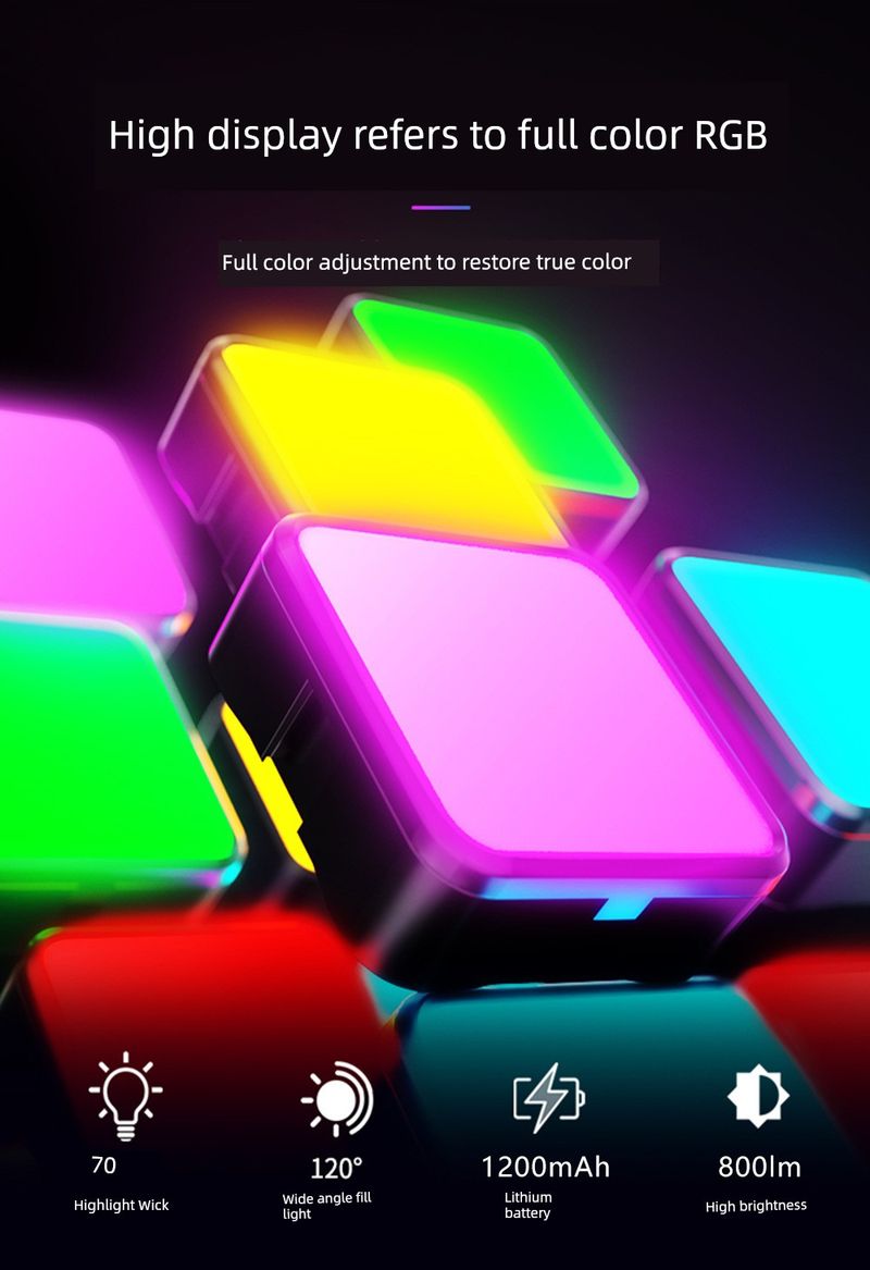Mobile Phone Selfie Fill RGB Portable SLR Camera Photo Shooting Video Beauty Led Tofu Pocket Light_voghion.com