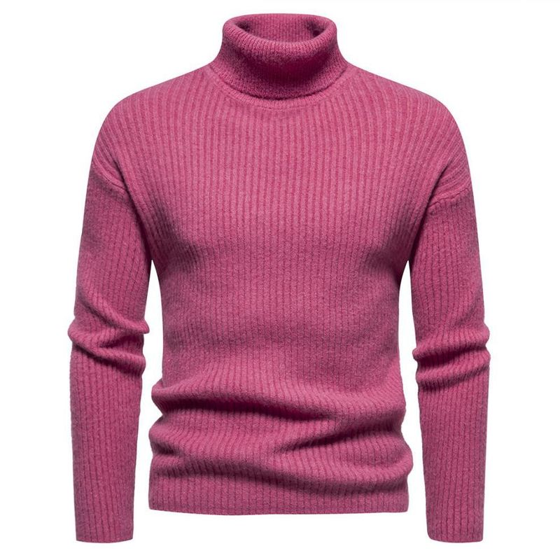 2023 new autumn and winter men's all-match turtleneck pullover sweater fashion warm knitted bottoming shirt_voghion.com
