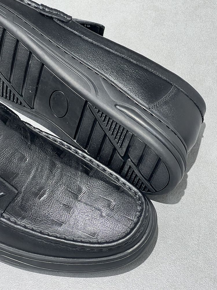 Men's Loafers Summer Breathable Genuine Comfortable Soft Sole Slip-On Business Casual Leather Shoes_voghion.com