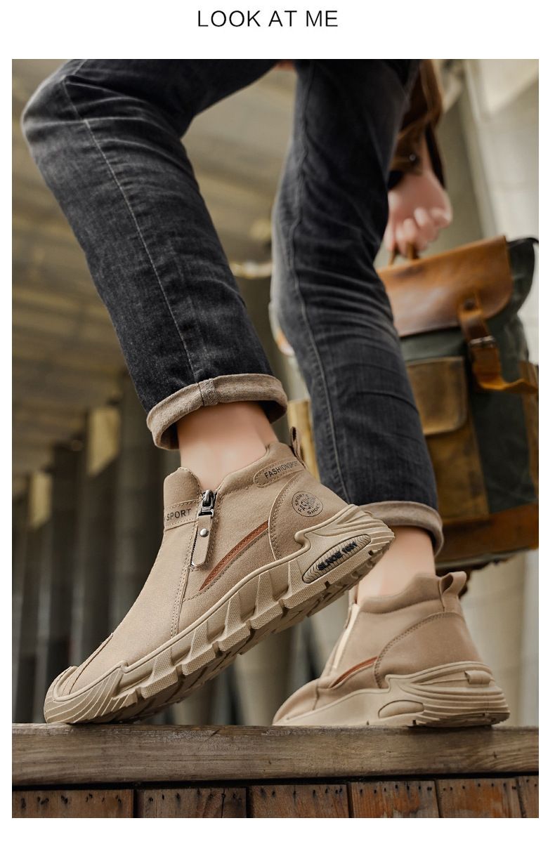 WalkPrime 2025 Herbst/Winter 2025 High-Top Martin Britischer Stil Kurzer Trendiger Arbeitsschuhe Lederstiefel Günstige Herrenschuhe_voghion.com