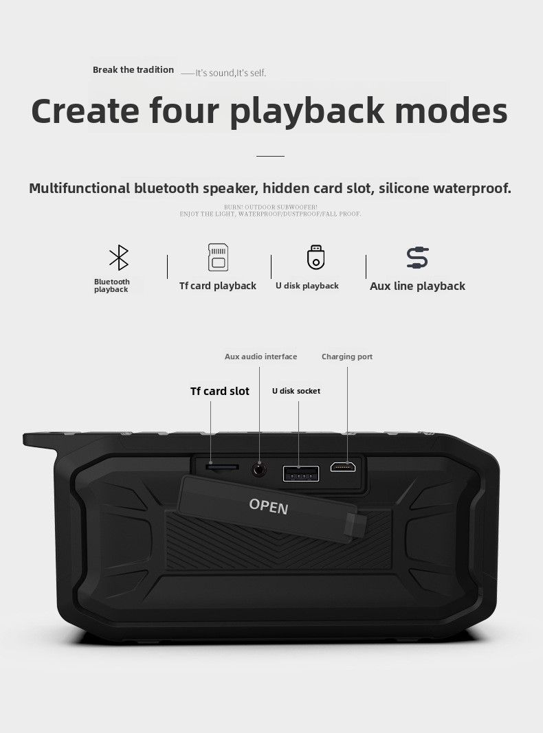 【High Quality】 Portable Smart With Heavy Bass, Stereo Ipx7 Waterproof Outdoor Bluetooth Speaker Private Model_voghion.com
