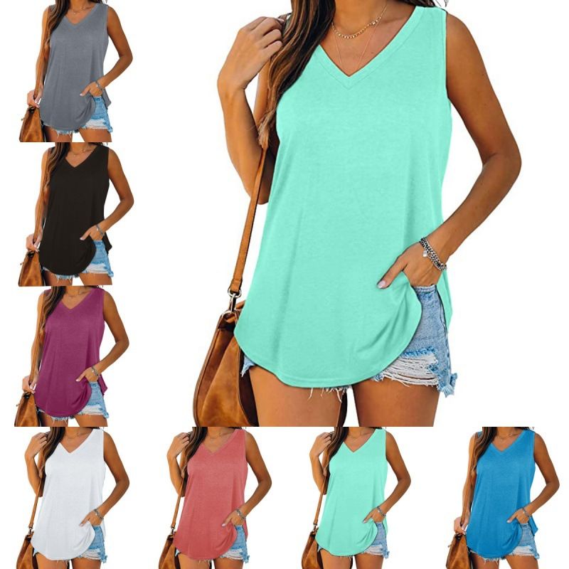 T-shirt senza maniche tinta unita da donna_voghion.com