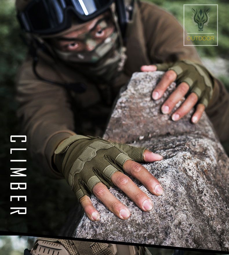 Tactical gloves for men and women 0108 half finger military fans outdoor riding anti cut fighting field training half finger paratrooper gloves_voghion.com