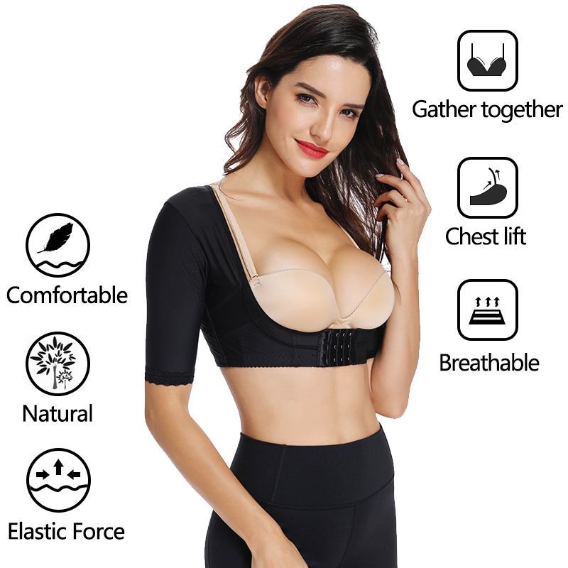 Erme Armkompresjon Kvinner Vekttap Overarm Slanking Shaper Holdningskorrigerer Topp Shapewear Post Surgic_voghion.com