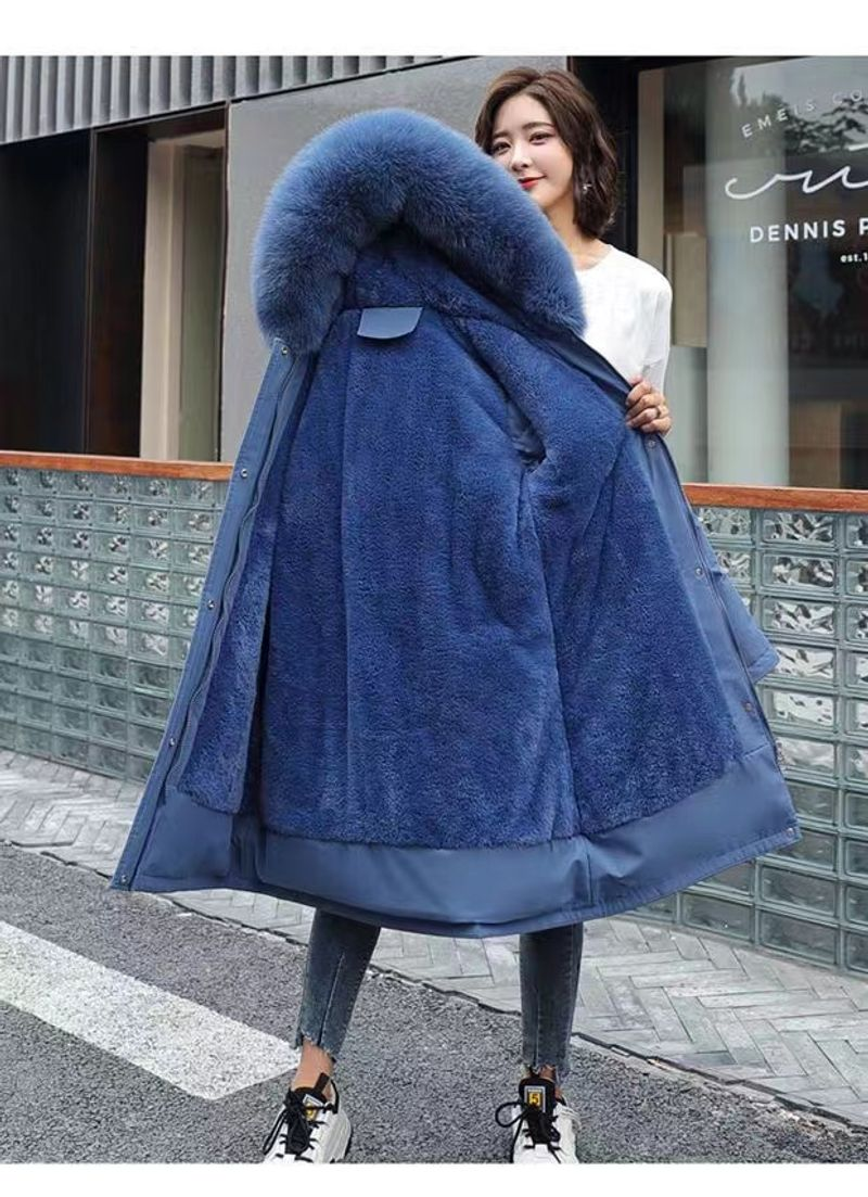Vinter 2023 Nya Damkläder Lång kappa Ull er Huvjacka Pälskrage Tjock Varm snö Wear Vadderad Parka 6XL_voghion.com