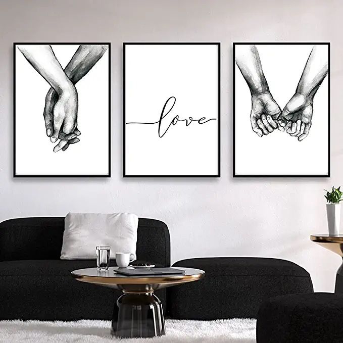 Black And White Sketch Holding Hands Canvas Nordic Art Poster Picture Living Room Home Decoration Painting Core_voghion.com