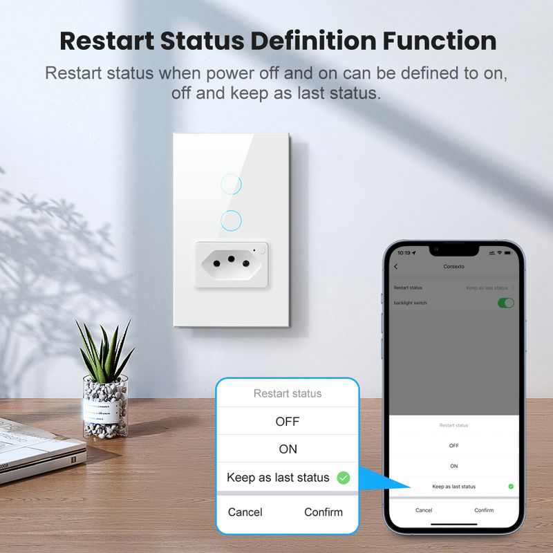 AVATTO Tuya Brazilska WiFi vtičnica, pametno stensko stikalo s senzorjem na dotik, deluje z Alexa Google Home_voghion.com