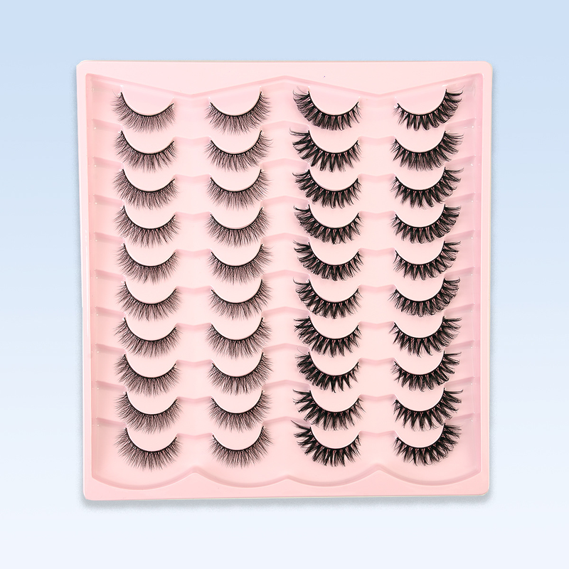 Cils en fibres chimiques 3D chauds, boucles stéréo naturelles, 20 paires de faux cils de plus que les cils plats_voghion.com