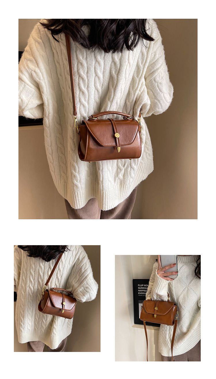 Faionable Retro Women's Crossbody Bag Handbag Soft PU Leather Magnetic Bule Closure Small Square Bag For Casual Ocns_voghion.com