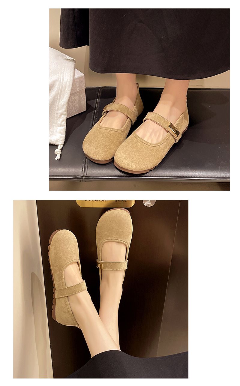 Französisch Retro Licht Mund Einzelnen Schuhe frauen Mit Rock Weichen Boden Gelb Flachen Boden Mary Jane Schöne Einzelnen Schuhe_voghion.com