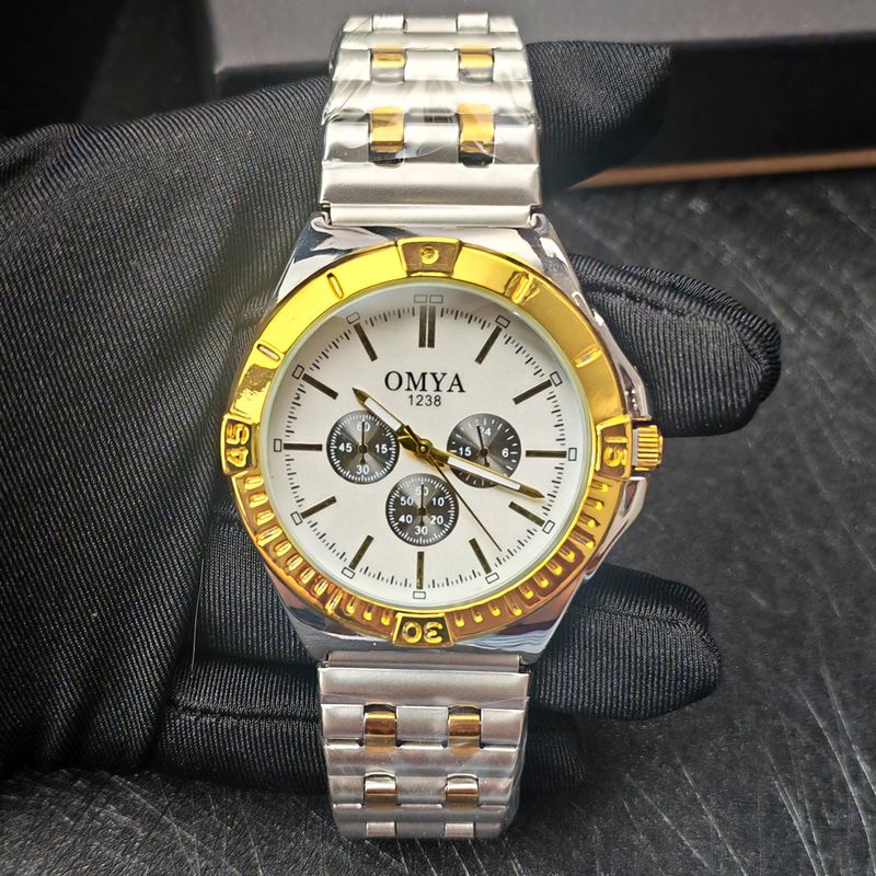 Watch OMYA New Three Eye Men's Fashion Business Steel Belt Quartz Watch_voghion.com