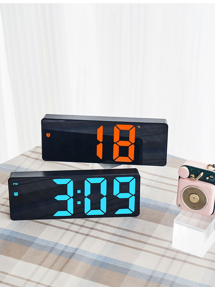 Alarm Clocks Creative Mirror Multi Function LED Makeup Mirror Battery Plug In Dual Purpose Alarm Clock_voghion.com
