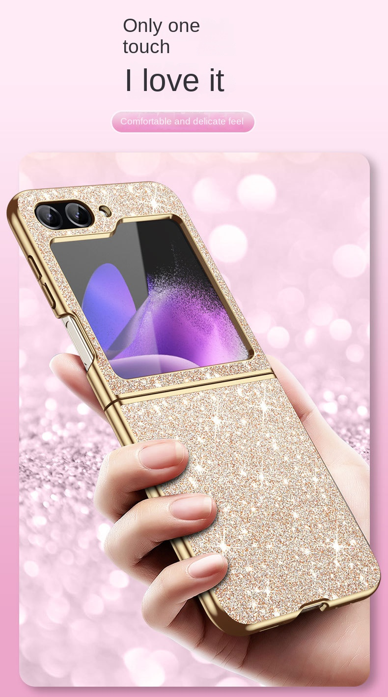 Luxury Plating Bling Glitter Phone Case For Samsung Galaxy Z Flip 5 4 Flip5 Flip4 5G Hard Plastic Shockproof Protective Cover_voghion.com
