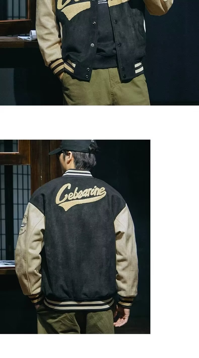 Muška odjeća Bejzbol jakna od antilopa za muškarce Vintage zelena bomber jakna za muškarce_voghion.com
