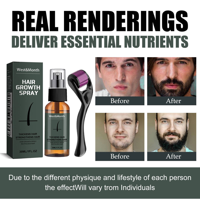 30 ml meeste habemekasvatuse rullide komplekt, meeste habemekasvu essents toitev habemeõli, pihustatav habemehooldus_voghion.com