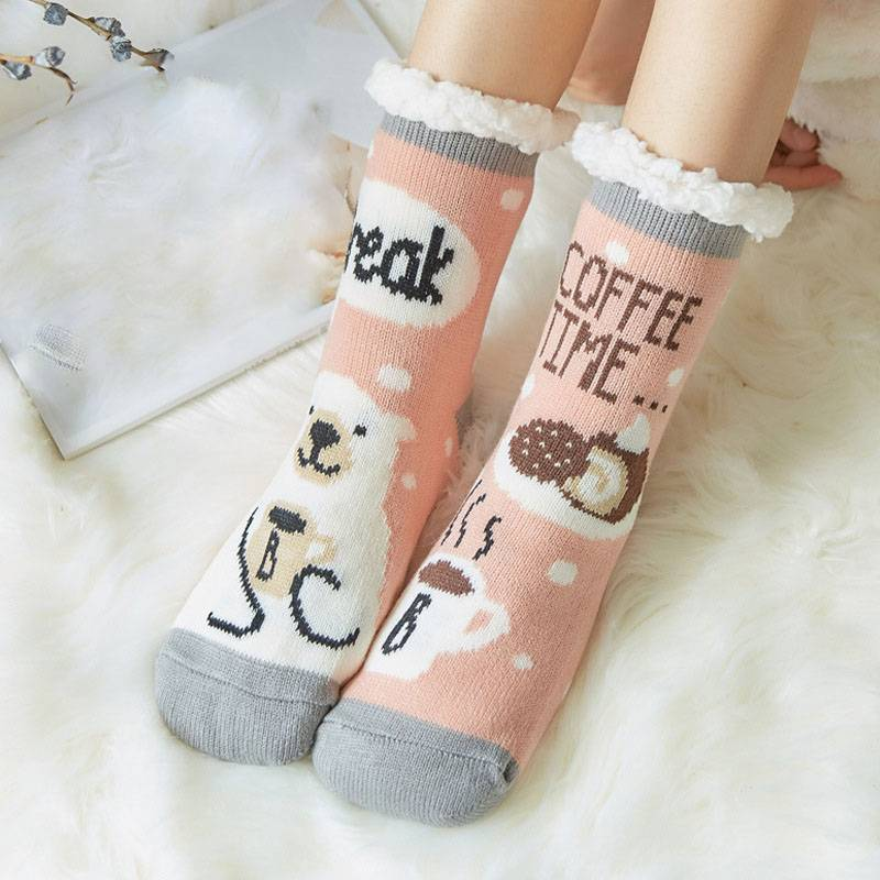 Christmas Socks Home Carpet Floor Socks Snow Socks Leg Sets Confinement Coral Fleece Sleep Socks Slippers Socks_voghion.com