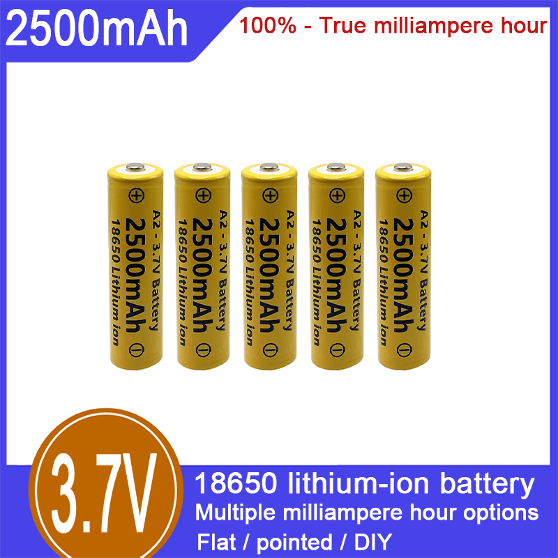 18650 litiumioniakku, 3,7 V, 2500 mAh, 100 % kapasiteetti, sopii sähköleluihin, sähkötupakoille, taskulampuille ja muille aloille_voghion.com