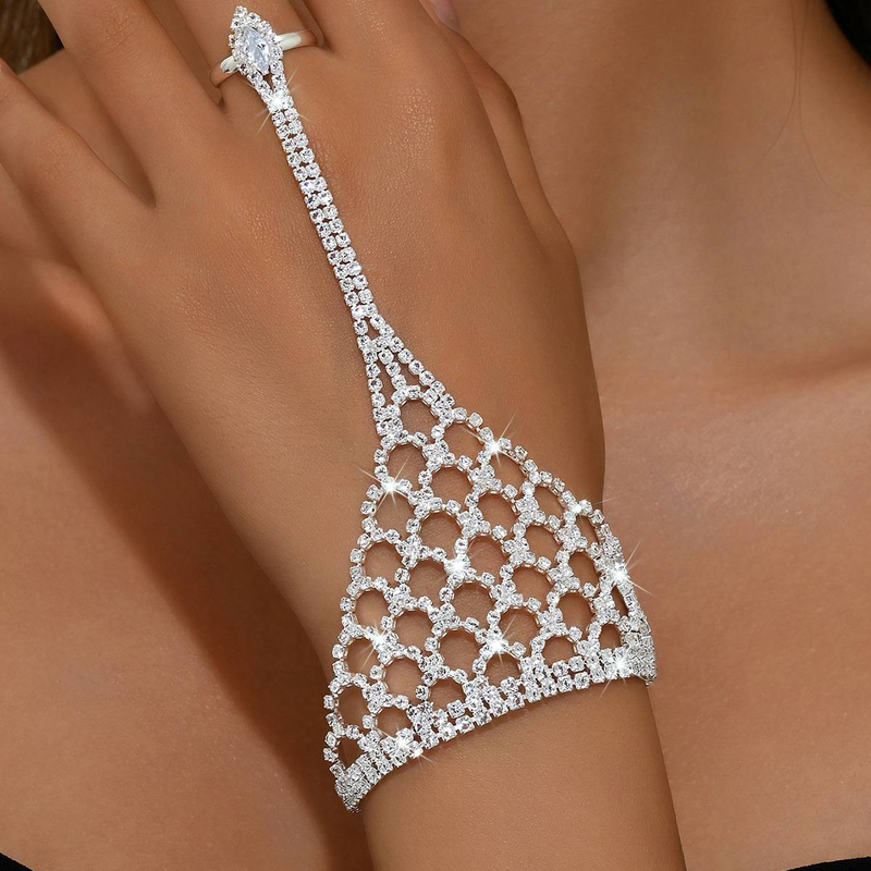 Mote personlig netting vannkjede med fingerrygg, trendy stil full dia tilbehør_voghion.com