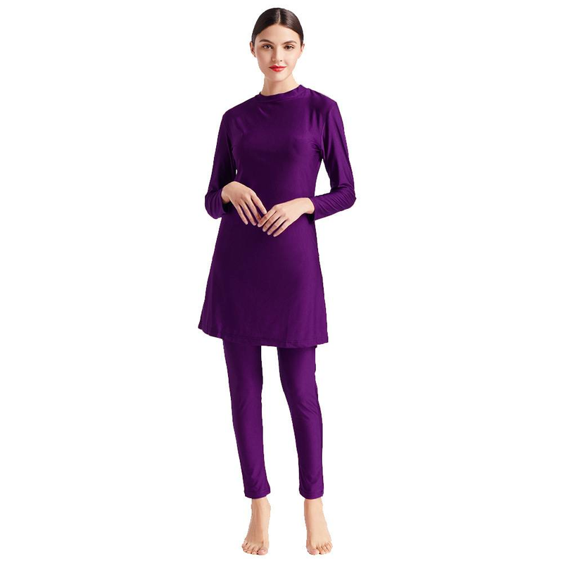 Maillot de bain conservateur pour femme, ensemble de maillot de bain trois pièces, foulard et chapeau M098_voghion.com