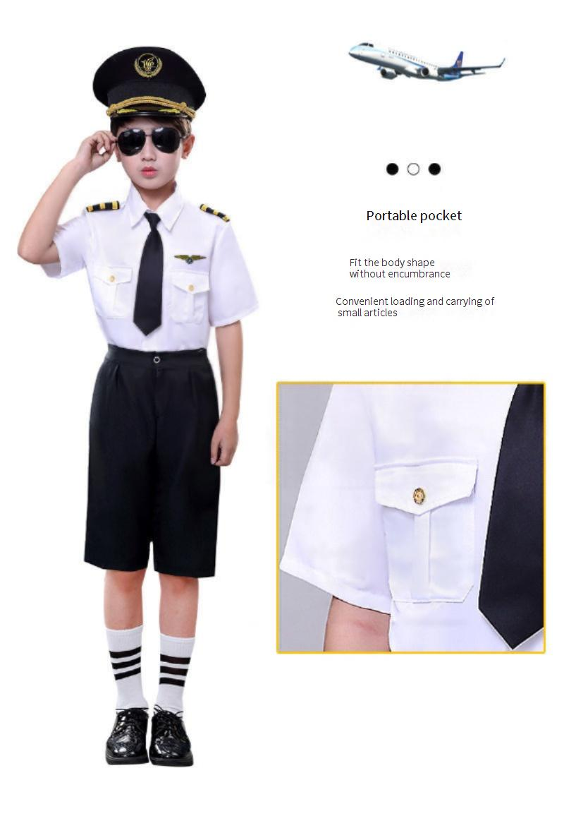 Mother & Kids Children's Captain Stewardess Uniform Primary School Student Vest Flight Attendant Pilot_voghion.com