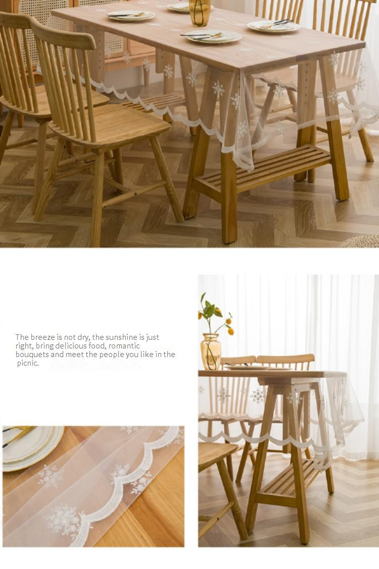 Wit kanten tafelkleed - Franse landelijke stijl met opengewerkt ontwerp (rechthoekige fotografieachtergrond, eettafelkleed, boerderij- en Scandinavische inrichting)_voghion.com